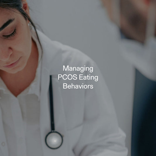 Female healthcare professional consulting on PCOS treatment strategies, highlighting eating behavior management and GLP-1 support